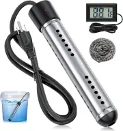 2000W Portable Immersion Water Heater with LCD Thermometer and 304 SS Guard