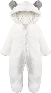 [Tianhaik] Baby Boy Girl Cute Bear Fleece Hooded Romper Snowsuit Infant Warm Fleece Jumpsuit