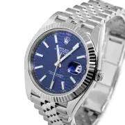 Rolex Datejust II 41mm Steel Blue Motif Index Dial 18K WG Fluted Bezel 126334