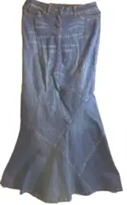 Vyg Younique Maxi Skirt Denim Mermaid Western Flared Patchwork Grunge Retro New