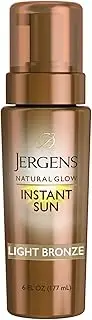 Jergens Natural Glow Instant Sun Body Mousse, Self Tanner for Light Bronze Tan, Sunless Tanning Body Bronzer, Fake Tan for Fair to Medium Skin, 6 Ounce