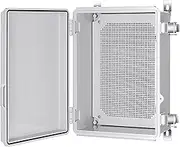 Gratury Junction Box, IP67 Waterproof Plastic Enclosure for Electrical Project, Hinged Grey Cover, Includes Mounting Plate and Wall Bracket 370×270×150mm (14.6"×10.6"×5.9")