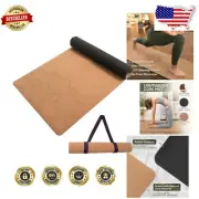 Eco-Friendly Cork Yoga Mat with Rubber Base - Odor Resistant & Portable Design