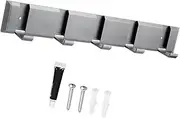 Fenteer Wall Mounted Coat Rack with 5 Hooks for Organizing Hats and Coats in Home Entryway, Gray, as described