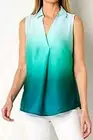 NEW Liz Claiborne Ombre Horizon A-Symmetric/A-Line Sleeveless Top! 1X, Women