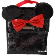 Disney Minnie Mouse Insulated ZAK Lunch Bag Black Sequins Red Bow Cooler NEW