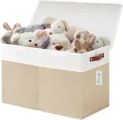 Large Toy Storage Box with Lids, Collapsible Sturdy Baby Storage Organizer Chest