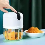 Mini Electric Food Processor, USB Powered, Compact Kitchen Chopper with Glass Bowl, White