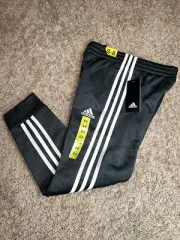 Adidas Boy's Black White Three Stripe Active Pants Size Small 8 NWT
