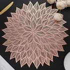 Placemats Set of 6, Round Hollow Out Flowers Place Mats for Dining Table