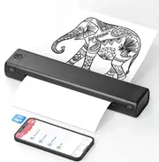 Phomemo M08F A4 Portable Thermal Printer,Supports 8.26"x11.69" A4 Thermal Paper,Wireless Mobile Travel Printers for Car & Office M08F Black