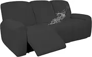 Couch Slipcovers 8-Pieces Waterproof Recliner Sofa Cover for 3 Seat, Jacquard Recliner Cover for 3 Cushion Couch, Stretch Recliner Sofa Slipcover Furniture Cover for Reclining Sofa (Color : Dark Gray)