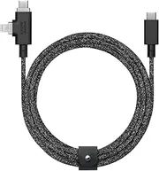 Native Union Belt Cable Duo Pro 240W – 8ft Ultra-Strong Braided Universal Charging Cable – Made with Recycled Materials – 2-in-1 MFi Certified Connectors for Lightning & Type-C Devices (Cosmos)