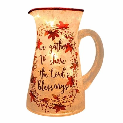 6.75In Share The Blessings Pitcher, Glass, Pre-Lit Autumn