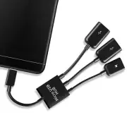 3in1 Male to Female Micro USB 2.0 Host Hub Cable Power Adapter Charging OTG AU