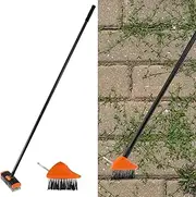 DNAMYJME Weed Remover Brush with Adjustable 133cm Handle Patio Wire Brush with Rectangular +Triangular Brush Head, Paving Crack Weeder Tool Manual Weeding Crevice for Path Walkway Driveway