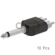 10PCS 6.35mm Mono Male Plug to 2 RCA Male Plug Adapter Speaker Cable Y Splitter