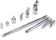 Drive Tool Accessory Set - 10 Pieces, Chrome Vanadium Steel, Multiple Sizes