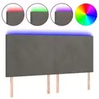 LED Lights Headboard Bed Frame Head Bedhead Board Grey Velvet 200cm King Size