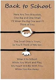 [CERSLIMO] Back To School Bracelet for Girls Boys Daughter Son from Mommy, Adjustable Bracelet for School Girls Boys | Cute Dinosaur/Heart/Butterfly/Bear Bracelets Gifts Stuff Supplies
