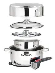 7 Piece Gourmet Nesting Stainless Steel Cookware Set, Induction Compatible, O...