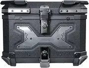 Motorcycle Back top Box case 45L Aluminum Motorcycle Top Case Trunk Universal MotoTail Box Rear Luggage Waterproof Helmet Storage Toolbox(45L-Silver X)