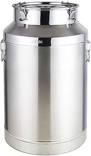 Stainless Steel Milk Can, with High Elastic Buckle and Cover, Stainless Steel Milk Transport Cans Wine Pail, for Milk/Oil/Wine/Soup Storage,35 * 54CM/48L