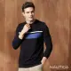 【NAUTICA】男裝 跳色條紋百搭長袖T恤(黑)