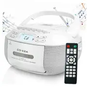 CD Player Boombox Cassette Player Combo with Bluetooth,AM/FM White