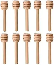 LASSUM 10 Pieces 3 Inch Wood Honey Dippers Sticks, Mini Honey Dipper Stick for Honey Jar Dispense Drizzle Honey