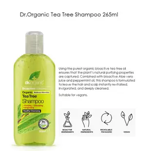 英國製 Dr. Organic Tea Tree Shampoo 茶樹洗髮精 有機新品