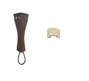 Violin Wood Tailpiece with Gut + Free Bridge ~ 3/4 Size