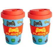 2PK Eco-To-Go Eco-To-Go Bamboo 470ml Reusable Travel Coffee Cup 6.5x14.5cm Gamer