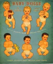 VINTAGE UNCUT 1945 BABY DOLLS BY QUEEN HOLDEN PAPER DOLLS-RARE!~#1 REPRODUCTION!