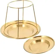 ULTECHNOVO Double Layer Stainless Steel Gold Seafood Display Rack Sushi Oyster Buffet Stand Fruit Dessert Tray for Home Kitchen Parties