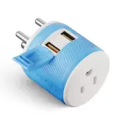 OREI India, Nepal, Maldives Travel Plug Dual USB Surge Protection Type D(U2U-10)