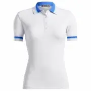 GFore Tuxedo Polo Top Snow Lapis SizeL Large Tech Pique Womens Golf Shirt G/Fore