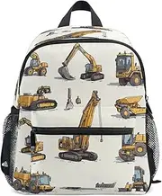 [Caihoyu] Kids School Backpack Teens Girls Cute Carry On Backpacks with Chest Strap Construction Vehicles, Construction Vehicles, Small
