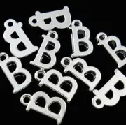 BULK 20 Letter B Alphabet Silver Tone Charms - SC2337