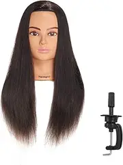 Hairingrid Mannequin Head 24"-26"100% Human Hair Hairdresser Cosmetology Mannequin Manikin Training Head Hair and Free Clamp Holder (R71906LB0218H)