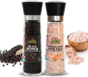 Himalayan Pink Salt & Black Pepper Grinder, Large, Set of 2