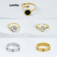 在飛比找蝦皮商城優惠-Lovito 休閒幾何基本款防過敏 18K 金女式戒指 L6