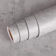 Livelynine Grey Concrete Wallpaper Peel and Stick Gray Concrete Contact Paper for Countertops Kitchen Counter Top Table Desk Wrap Waterproof Textured Industrial Wall Paper Bathroom Walls 15.8x78.8