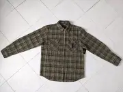 Brixton Men's Bowery Heavy Weight L/S Flannel Shirt M - Military Olive/Black