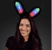 Costume Light Up Bunny Ears Accessories Multi Color Light Battery Op