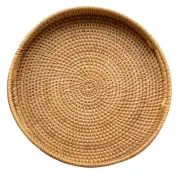Hand Woven Serving Tray Wicker Bread Basket Tray Vanity Tray