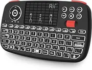 Rii i4 Mini Bluetooth Keyboard with Touchpad, Blacklit Portable Wireless Keyboard with 2.4G USB Dongle for Smartphones, PC, Tablet, Laptop TV Box iOS Android Windows Mac.Black