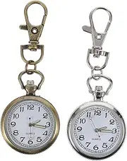 [Gatuida] 2Pcs Retro Quartz Pocket Watch Stylish Nurse Watch Keychain Pendant for Medical Professionals Unique Present for for Hospitals and Medical Occasions