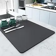 Dish Drying Mat Coffee Mat Hide Stain Rubber Backed Absorbent for Kitchen Counter, 2 Pack Super Absorbent Draining Mat, for Coffee Bar Accessories Coffee Machine Dish Rack