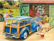 Bits and Pieces - 300 Large Piece Jigsaw Puzzle for Adults - Washing Grandpa's Car - 300 pc Summer Scene Jigsaw by Artist Trevor Mitchell